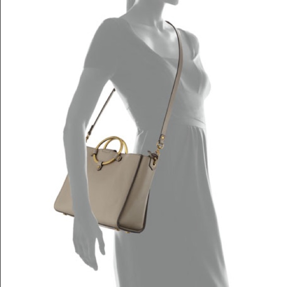 Rebecca Minkoff Ring Leather Satchel Bag Taupe - Picture 8 of 9